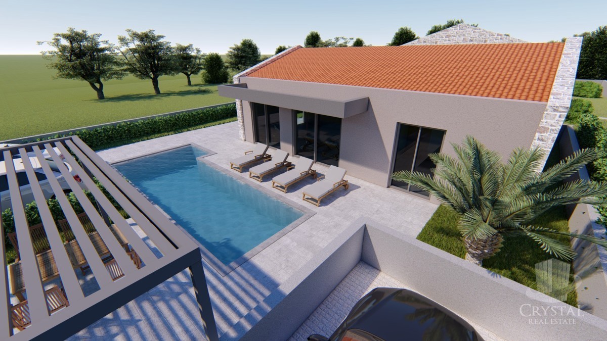 Zona di Vižinada, nuova costruzione! Casa a piano terra con piscina