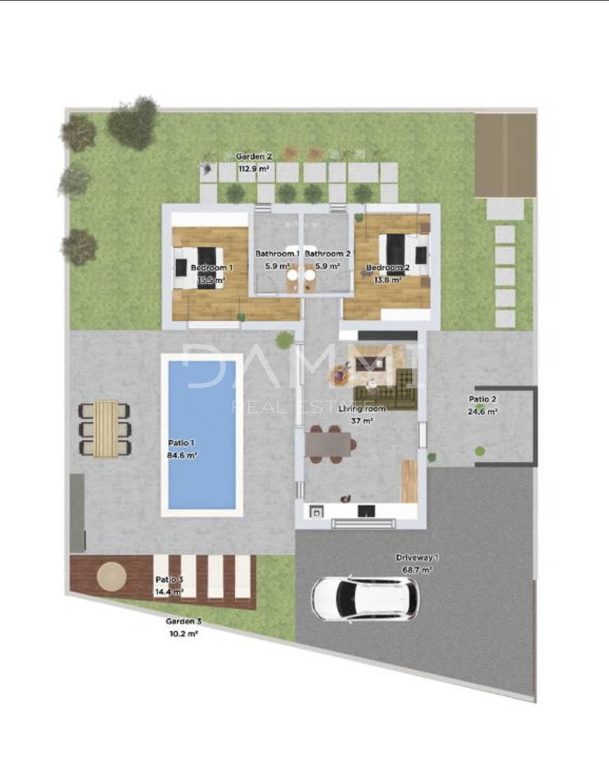 Istra, Ližnjan - casa con piscina in fase di grezzo