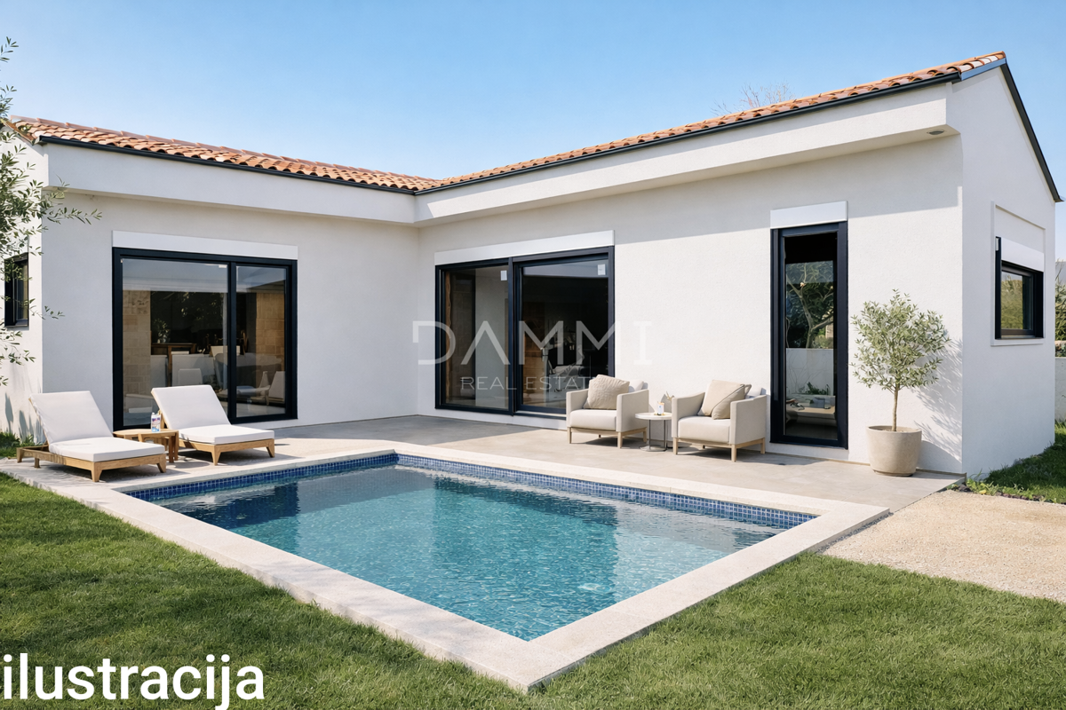 Istra, Ližnjan - casa con piscina in fase di grezzo