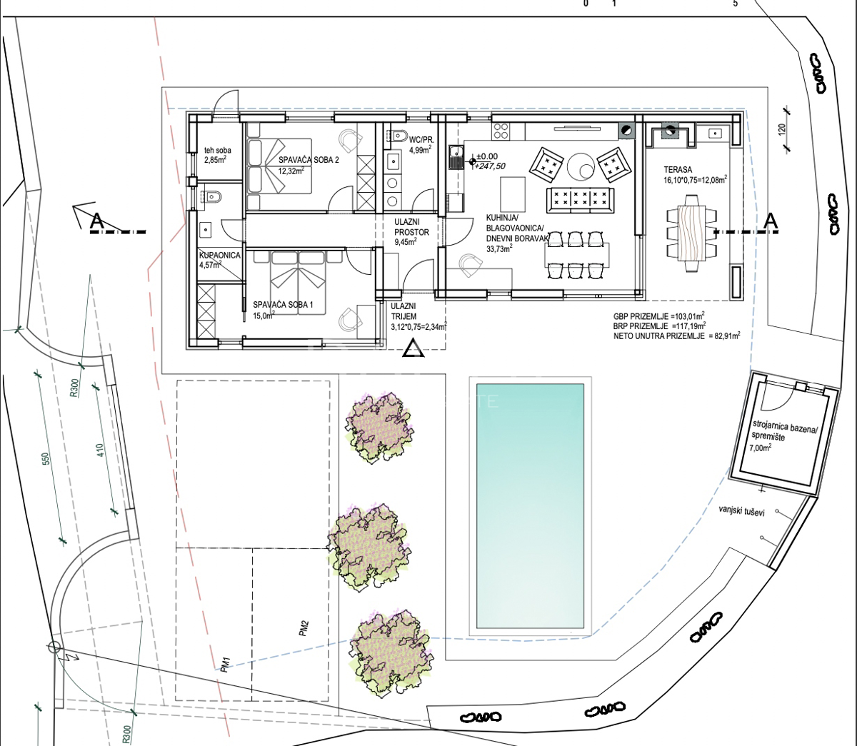 ISTRIA, MARČANA - Terreno edificabile 630m2 con progetto per casa con piscina