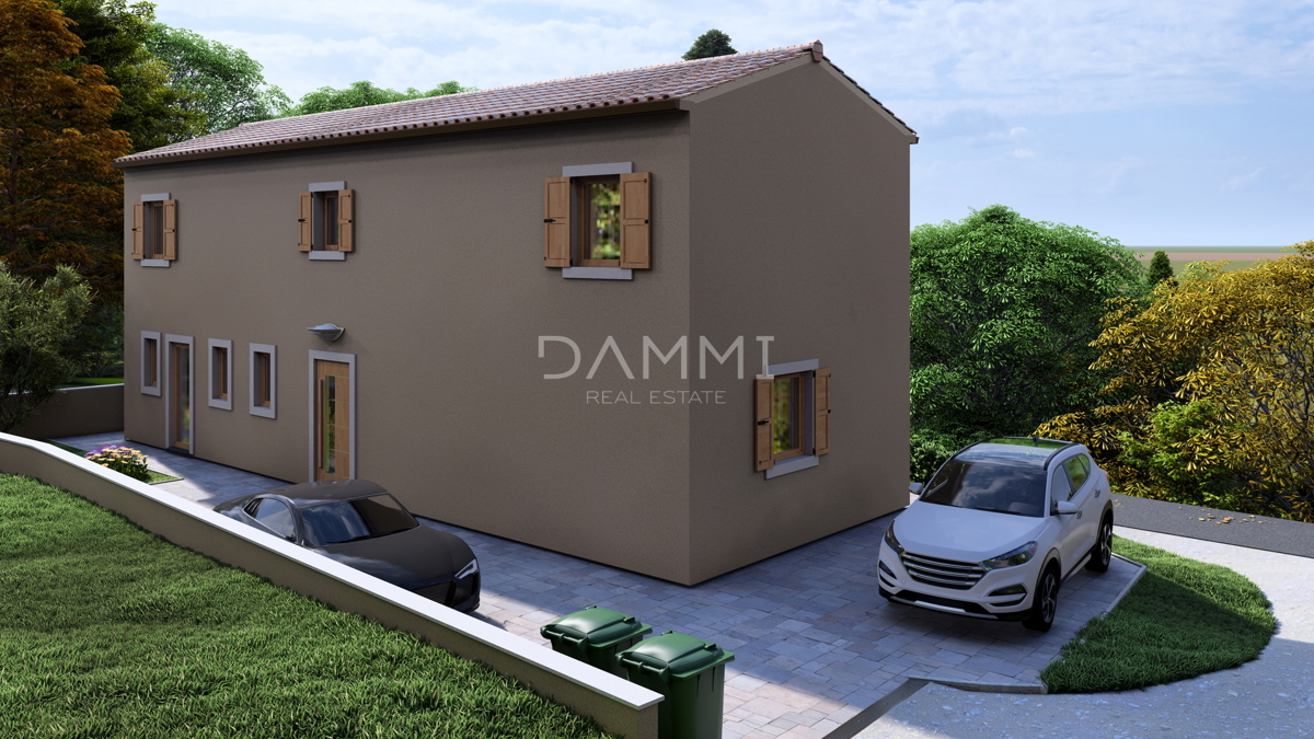 ISTRA, BUJE - Casa allo stato grezzo con vista panoramica, nuova costruzione