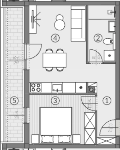 Istra, Pula - appartamento con una camera, nuova costruzione, 2° piano