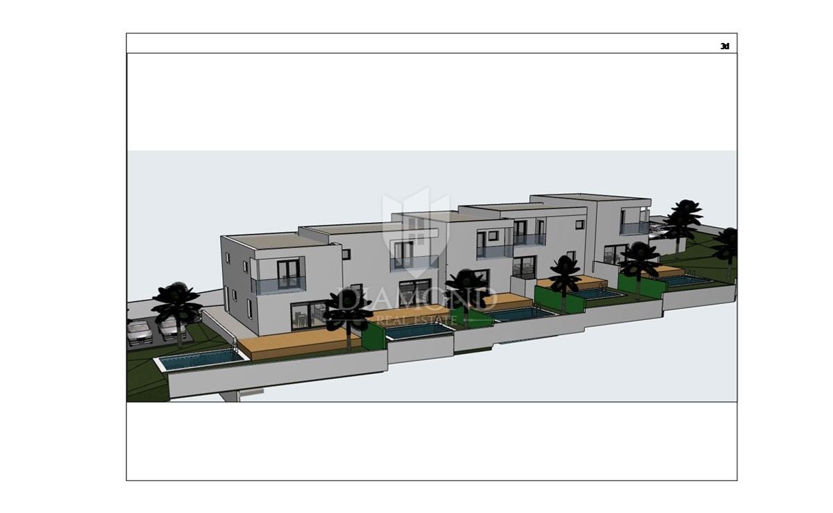 Parenzo, dintorni, terreno con permesso di costruire 5 case in fila
