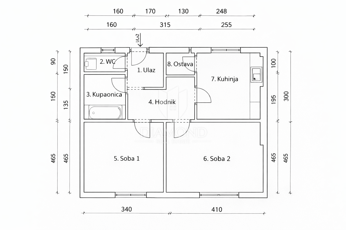 Appartamento Donji grad, Donji Grad, 56m2