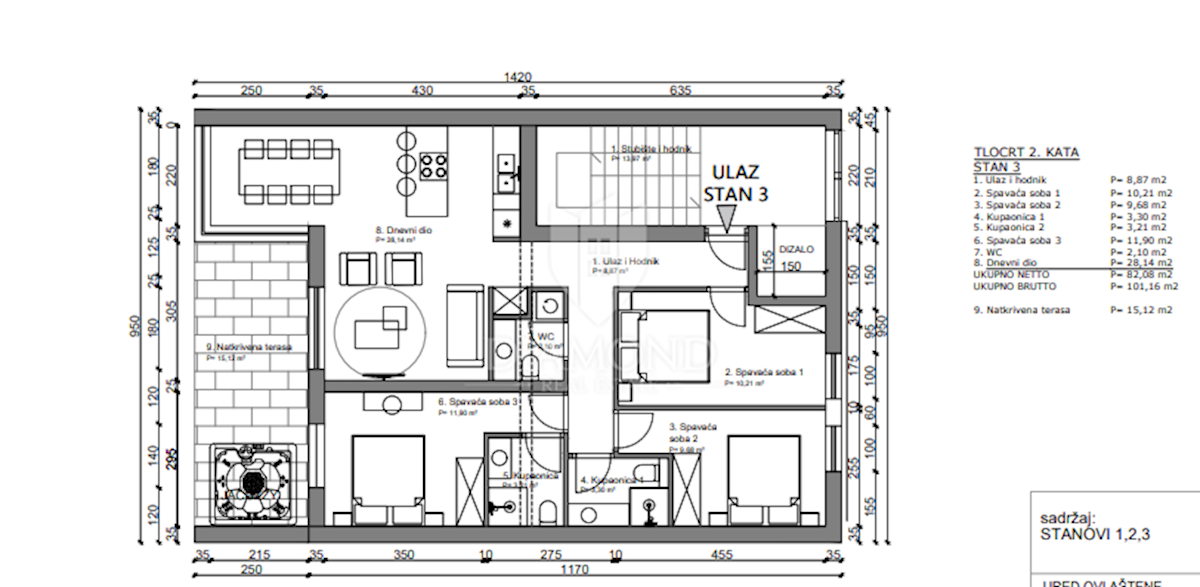 Appartamento Poreč, 111,15m2