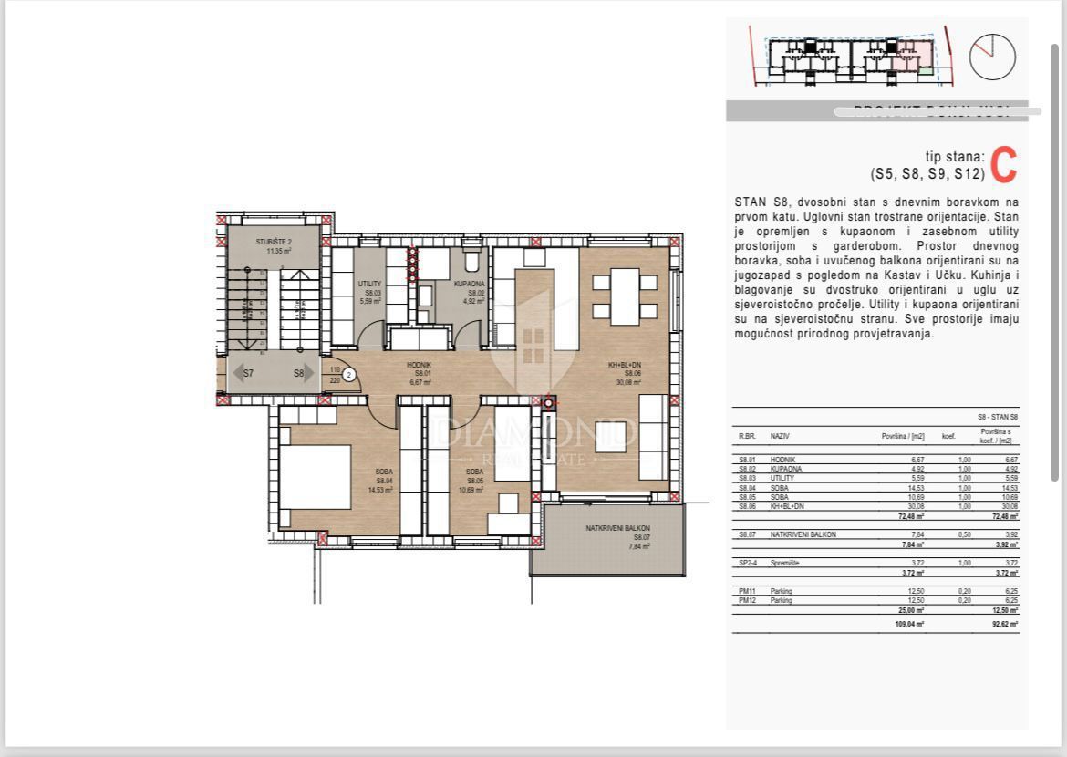 Appartamento Viškovo, 92,62m2