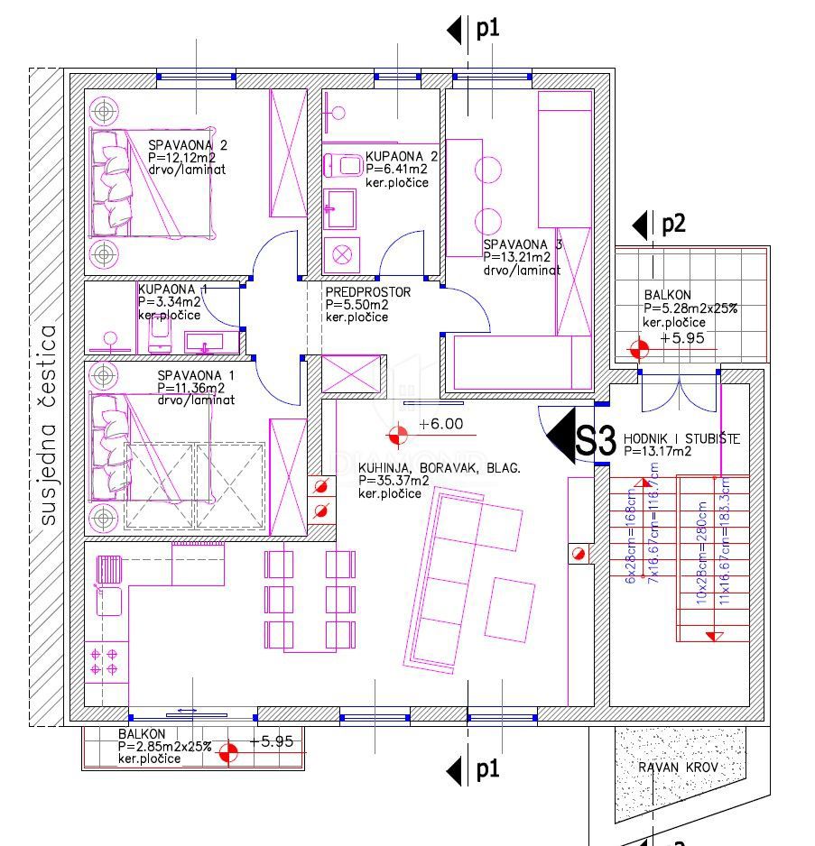 Nuovo e spazioso appartamento con 3 camere da letto e 2 bagni – zona Pola