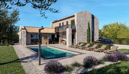 Sv. Lovreč dintorni – moderna villa in costruzione con vista sul Canale di Leme