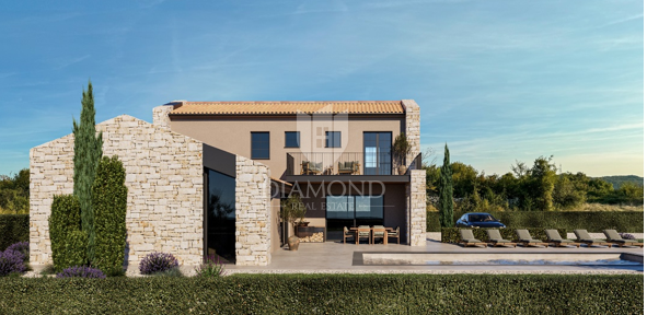 Sv. Lovreč dintorni – moderna villa in costruzione con vista sul Canale di Leme