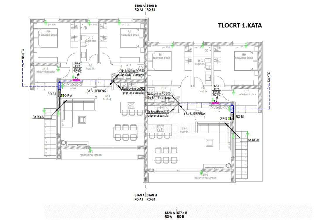 Istria, Kaštel, casa bifamiliare 160 m2 in costruzione 