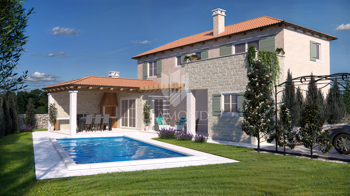 Žminj, dintorni, nuova casa con piscina in un idillio rurale