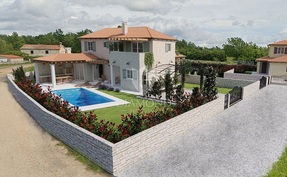 Žminj, dintorni, nuova casa con piscina in un idillio rurale