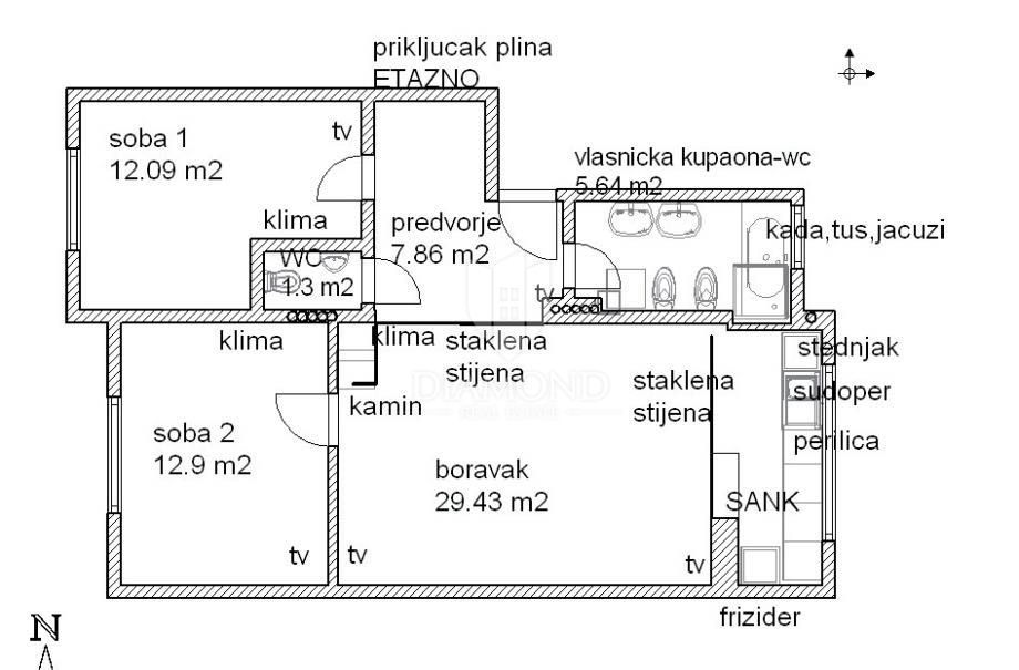 Appartamento Sigečica, Trnje, 72m2