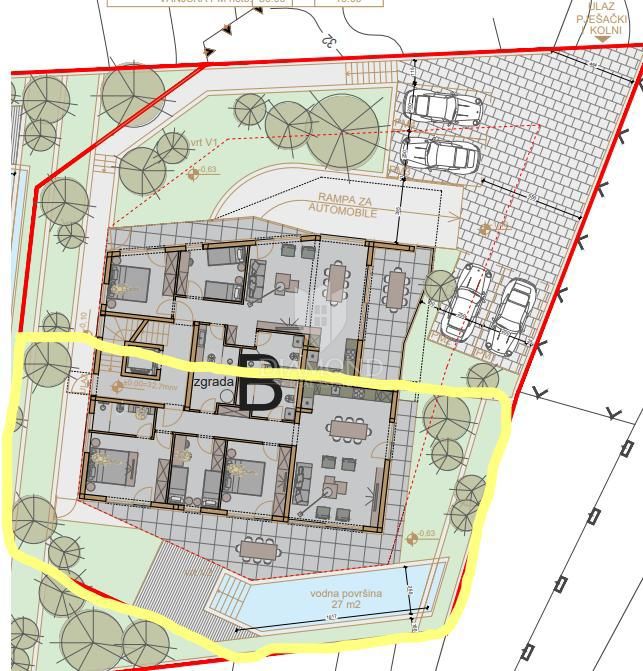 Appartamento trilocale con giardino a Pješčana Uvala, nuova costruzione! 