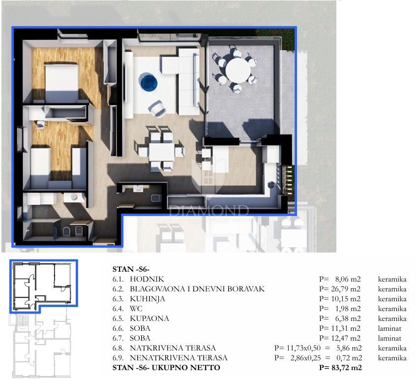 Appartamento Labin, 83,72m2