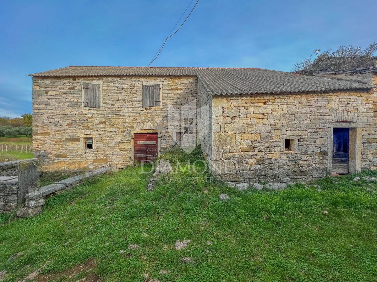 Dintorni di Oprtalj, casa in pietra con un ampio terreno in una posizione tranquilla