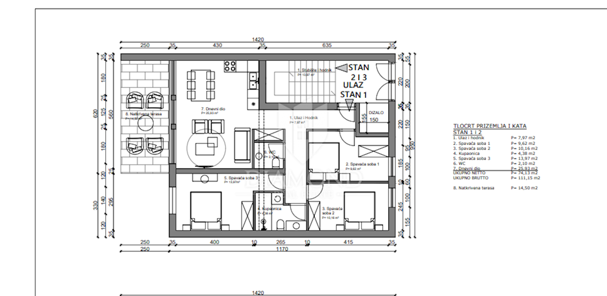 Appartamento Poreč, 111,15m2