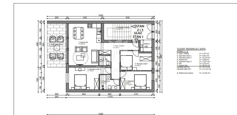 Appartamento Poreč, 111,15m2