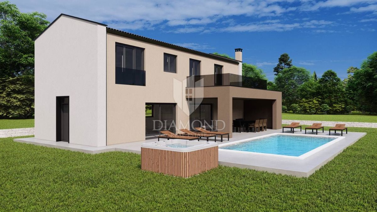 Parenzo, dintorni, villa moderna con piscina nella natura