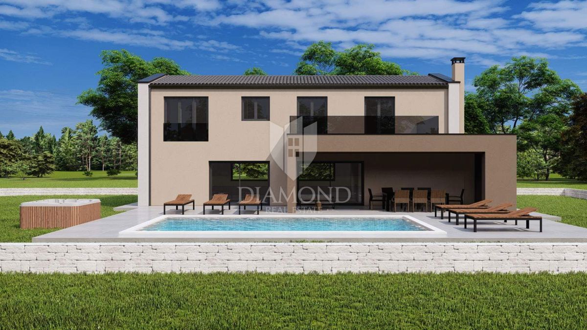 Parenzo, dintorni, villa moderna con piscina nella natura