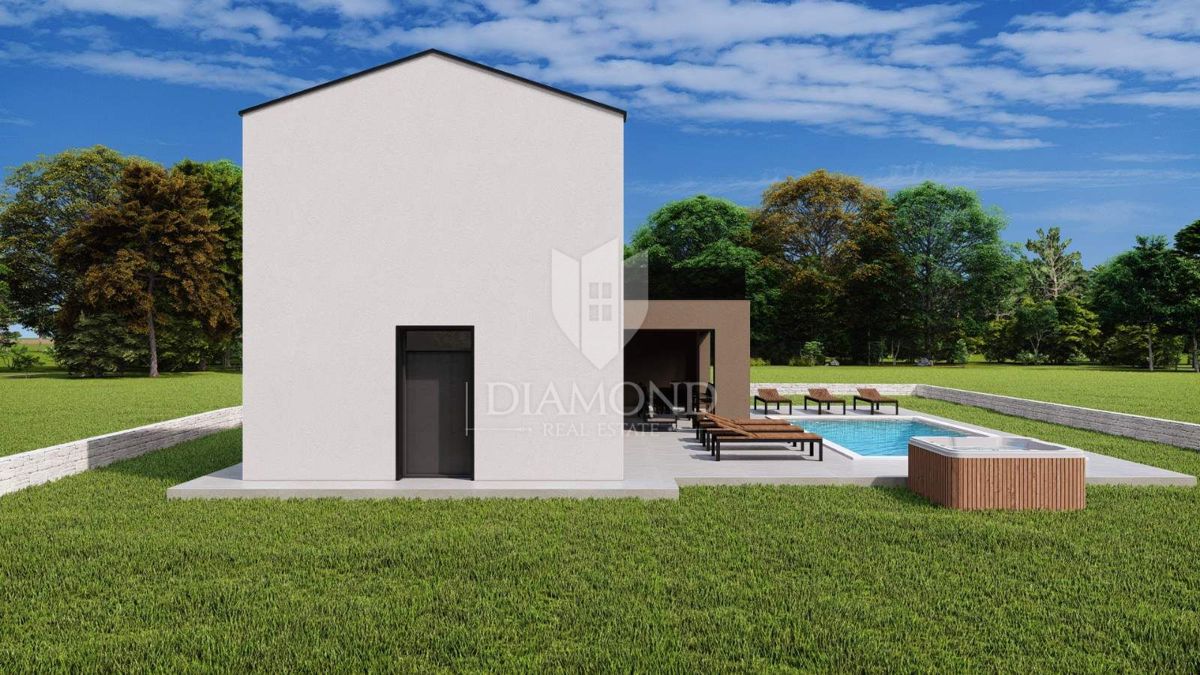 Parenzo, dintorni, villa moderna con piscina nella natura