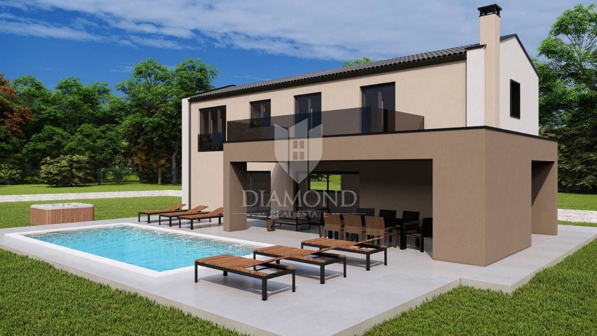 Parenzo, dintorni, villa moderna con piscina nella natura