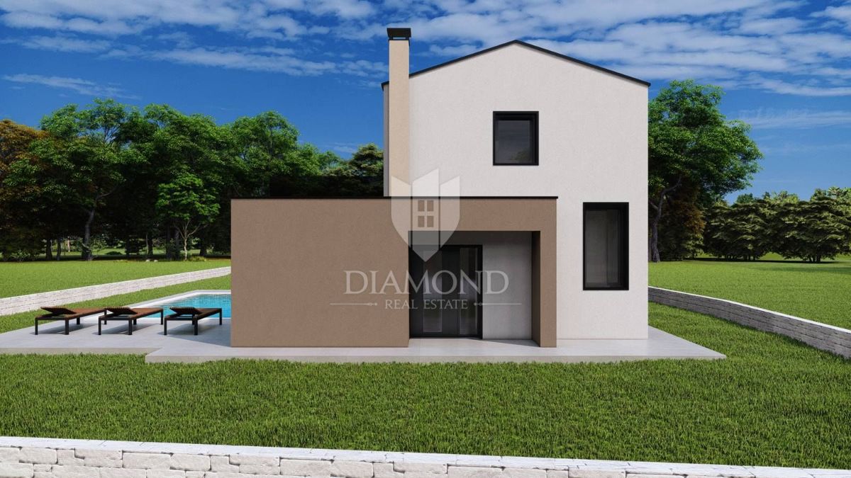 Parenzo, dintorni, villa moderna con piscina nella natura