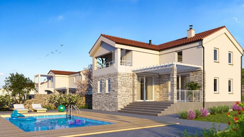 Albona, dintorni, terreno con permesso di costruzione e vista sul mare 