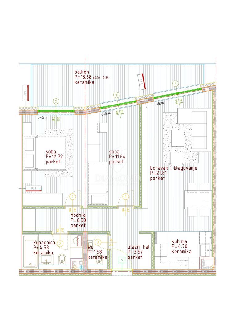 Parenzo, appartamento trilocale con balcone verso il mare!