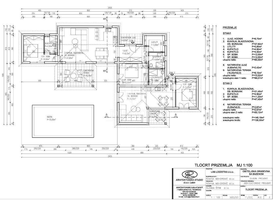 Labin, dintorni, moderna casa a un piano, nuova costruzione
