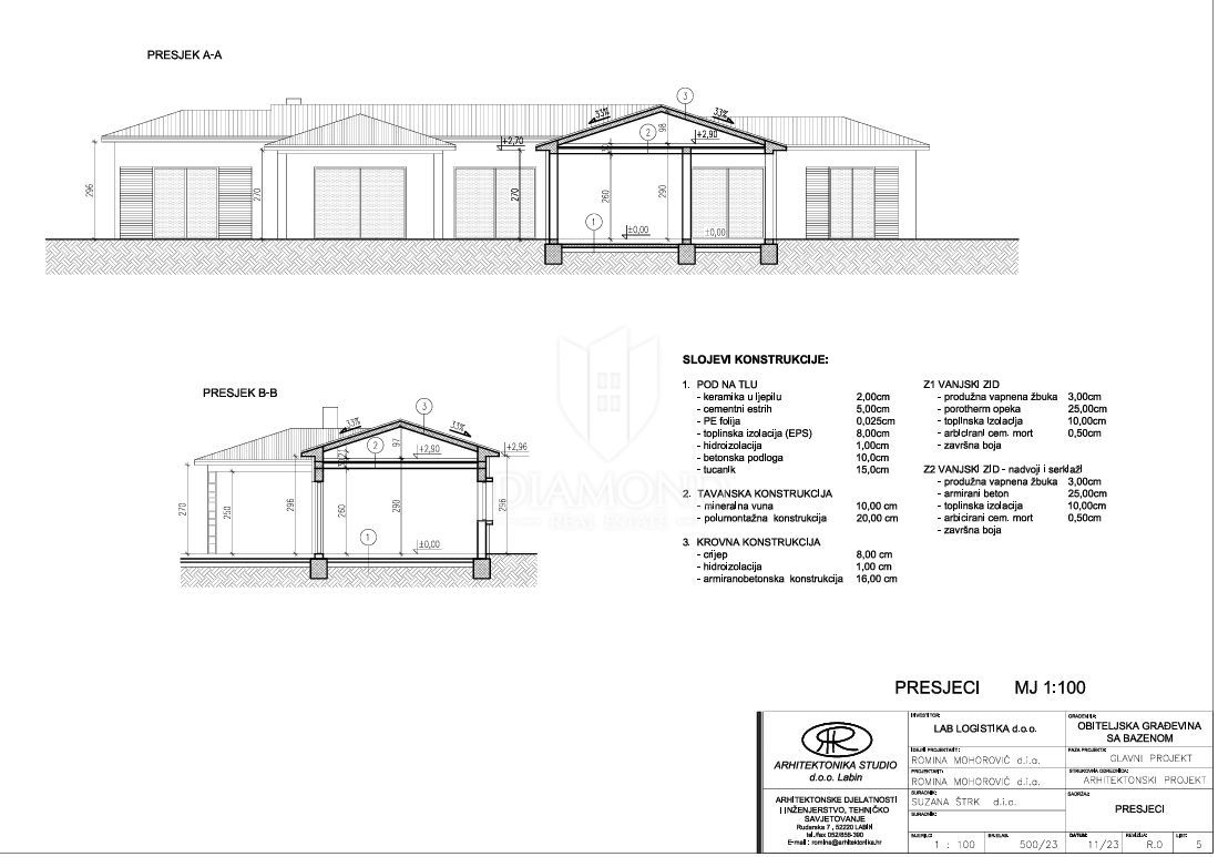 Labin, dintorni, moderna casa a un piano, nuova costruzione