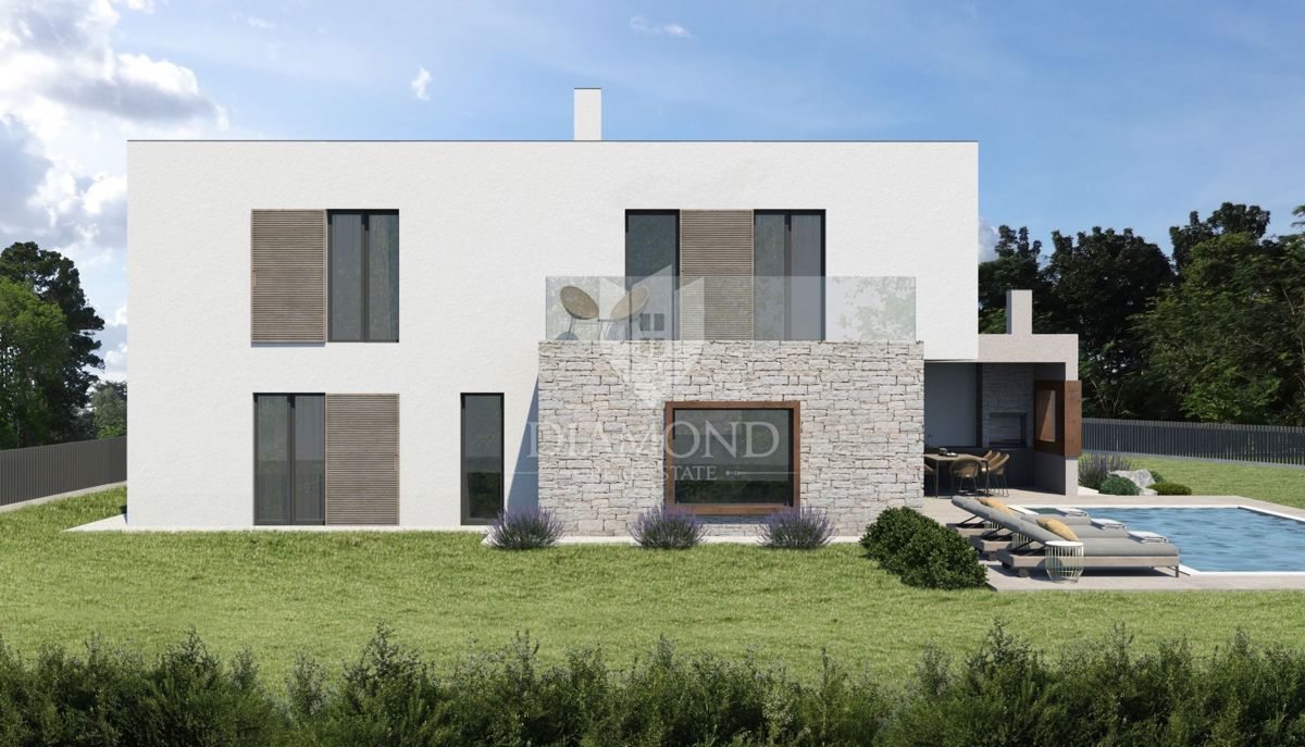 Labin, dintorni, nuovo edificio con vista panoramica