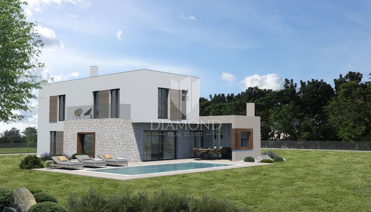 Labin, dintorni, nuovo edificio con vista panoramica