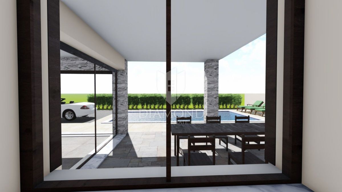 Umago, dintorni! Moderna casa a un piano con piscina!