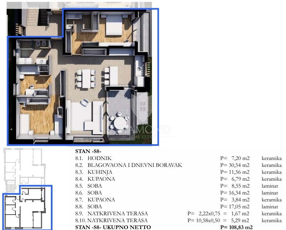 Appartamento Labin, 108,83m2