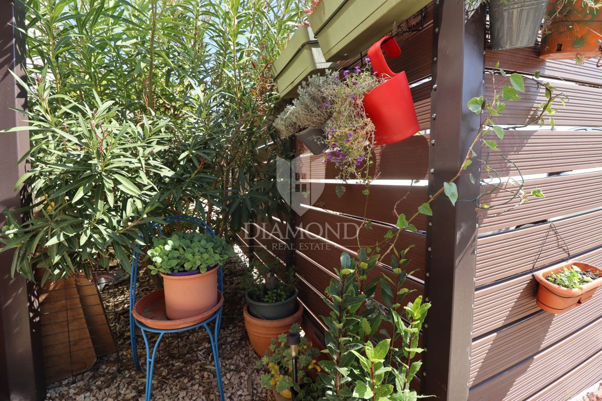 Nuova costruzione! Appartamento trilocale al piano terra con ampio giardino e parcheggio. A 1 km dal mare, nel centro del paese.