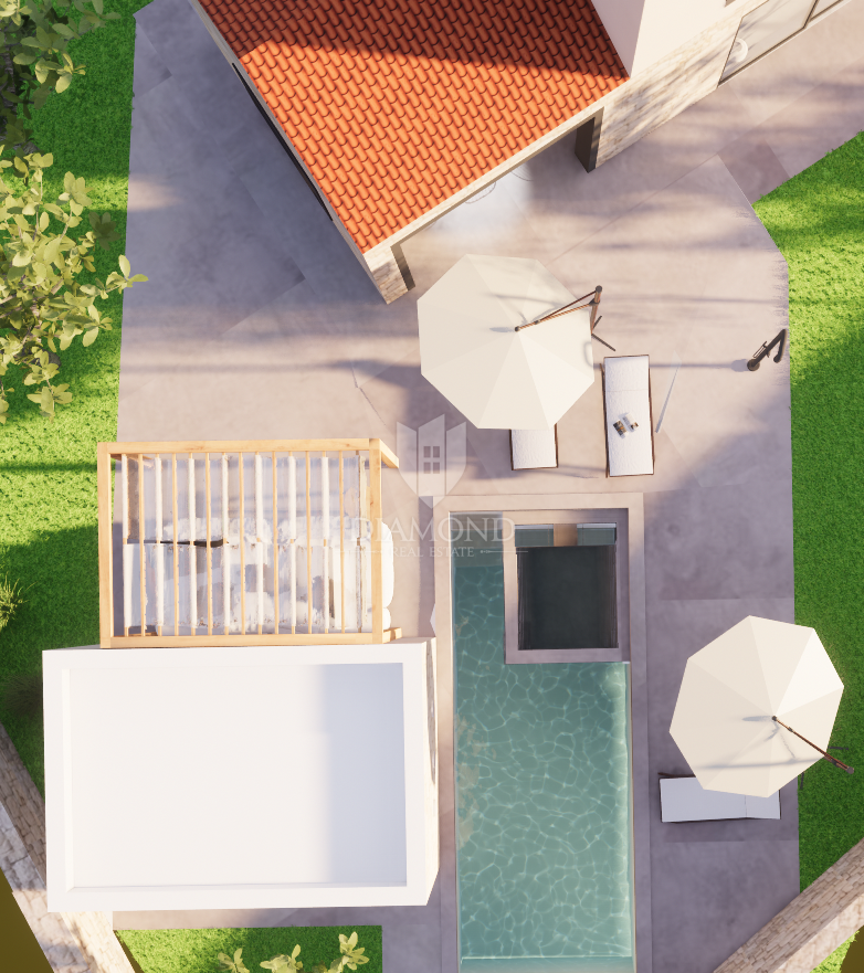 Albona, dintorni, nuova costruzione in pietra dall'aspetto moderno