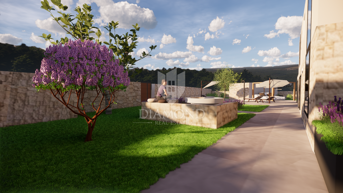 Albona, dintorni, nuova costruzione in pietra dall'aspetto moderno