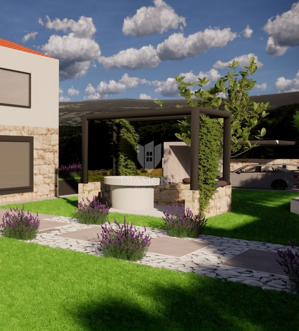 Albona, dintorni, nuova costruzione in pietra dall'aspetto moderno