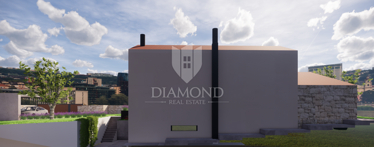 Albona, dintorni, nuova costruzione in pietra dall'aspetto moderno