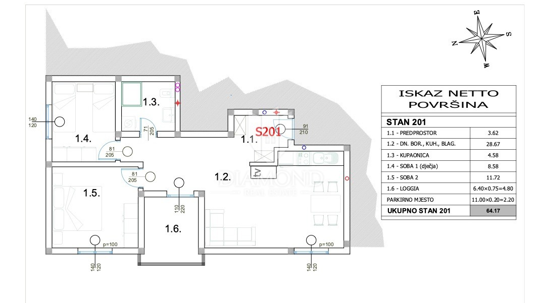 Appartamento Peroj, Vodnjan, 64,17m2