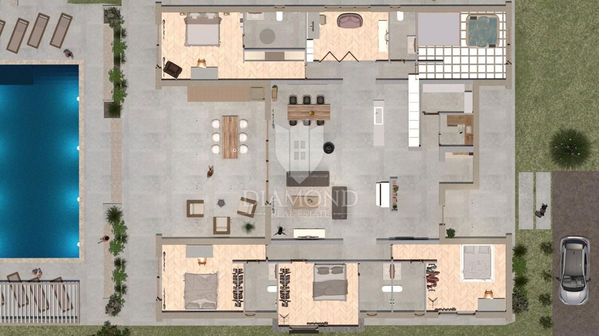 Una casa moderna con piscina in costruzione - nei pressi di Labin, Istria