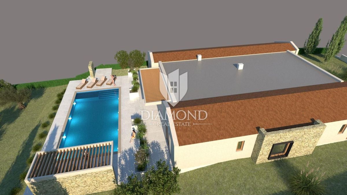 Una casa moderna con piscina in costruzione - nei pressi di Labin, Istria