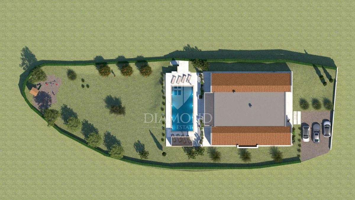 Una casa moderna con piscina in costruzione - nei pressi di Labin, Istria