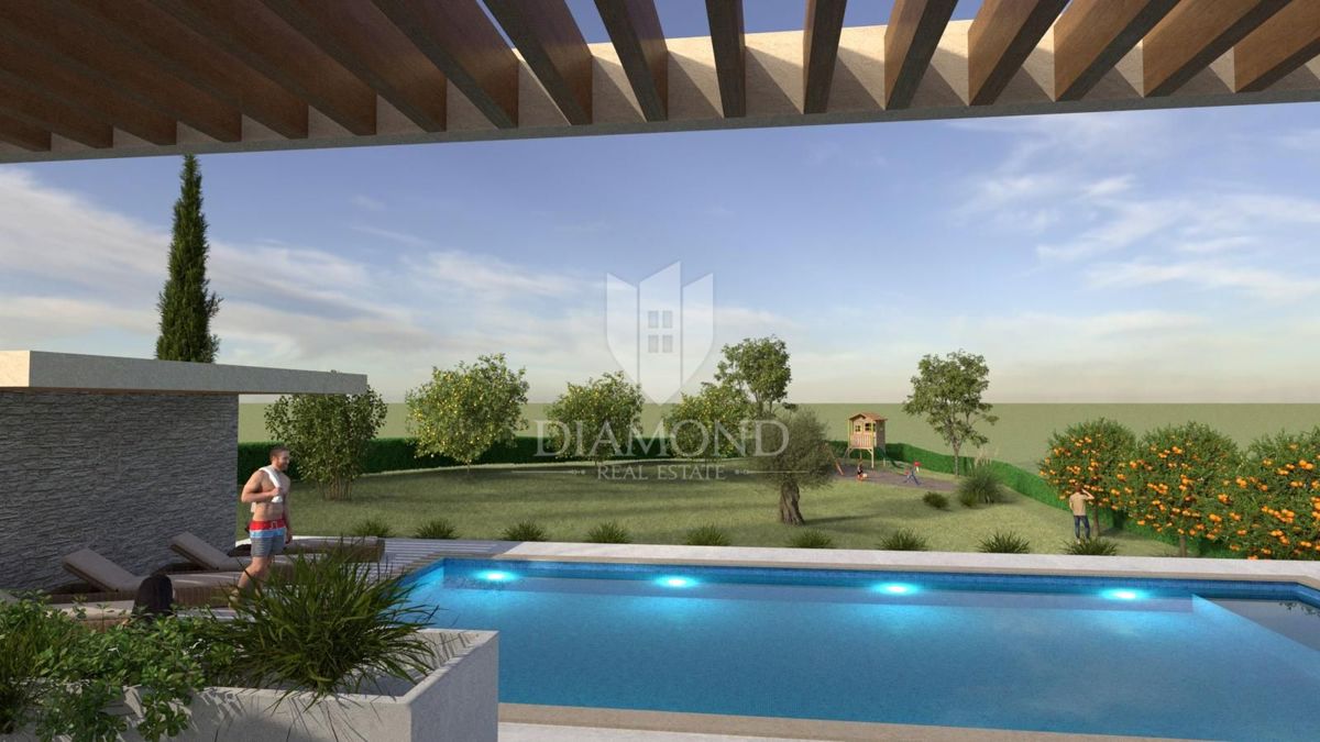Una casa moderna con piscina in costruzione - nei pressi di Labin, Istria