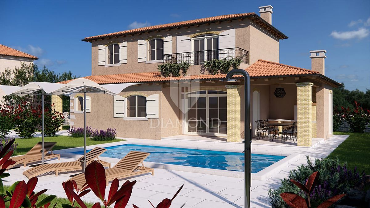 Žminj, dintorni, edificio di nuova costruzione di alta qualità con piscina e cucina estiva