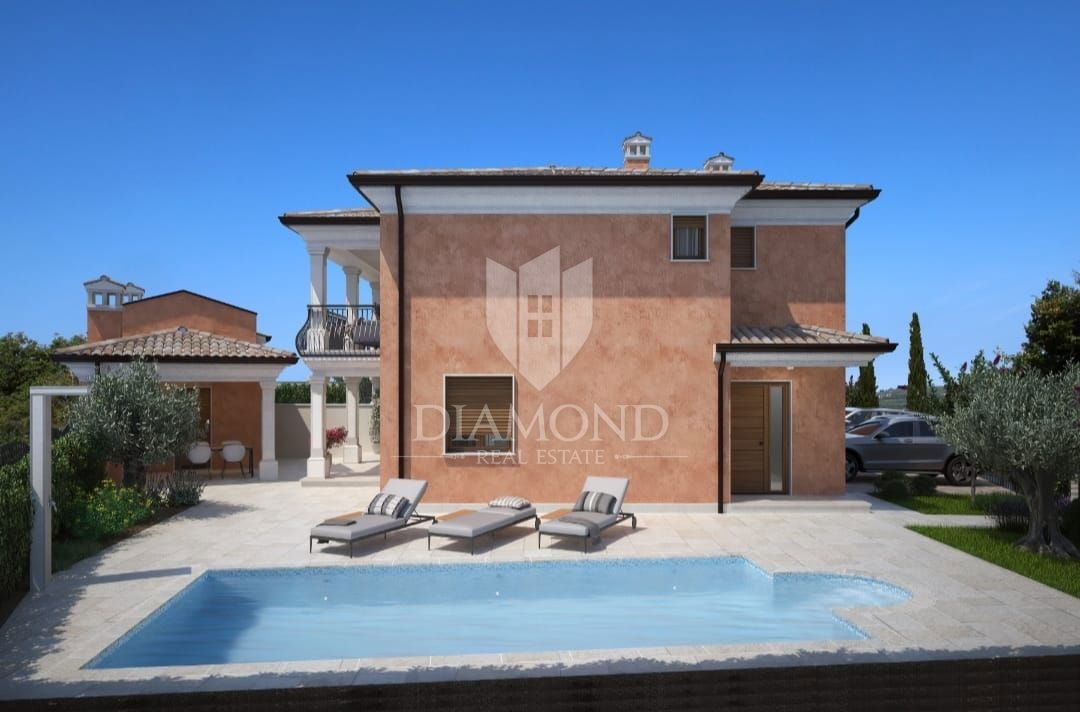 Momiano, dintorni! Casa bifamiliare con piscina in un nuovo edificio!