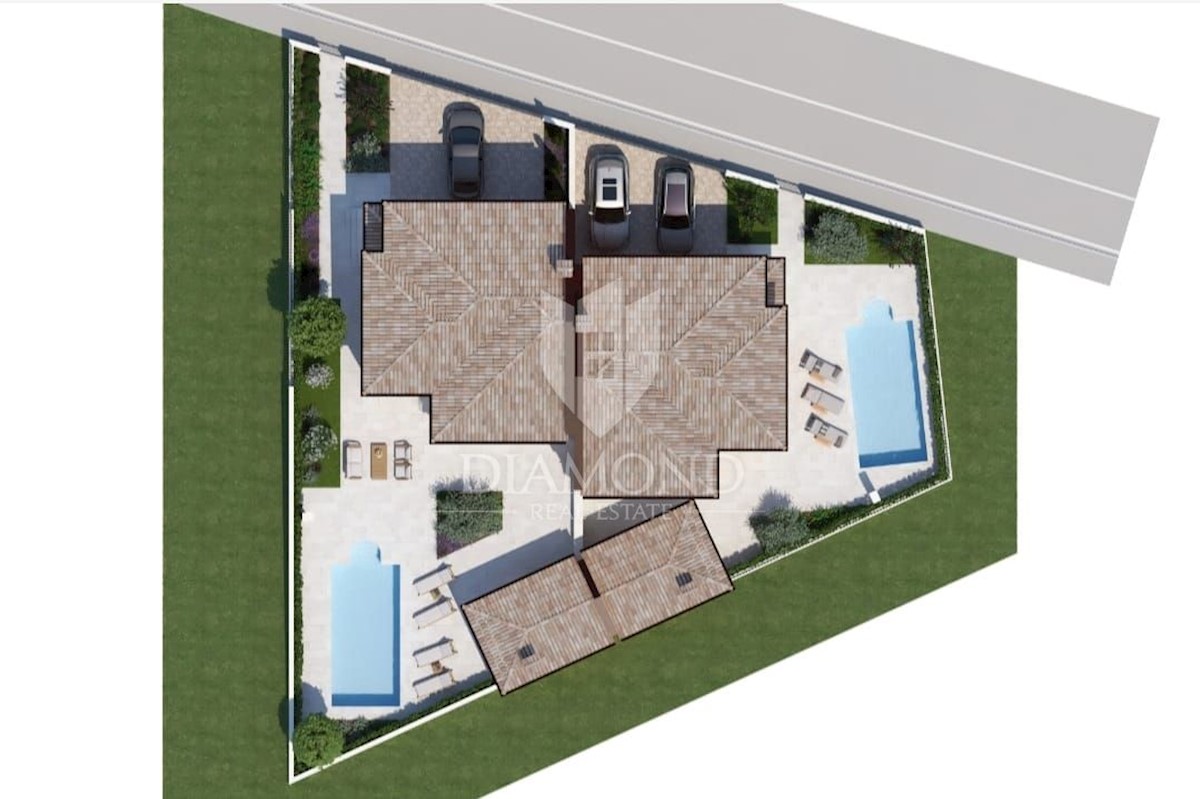 Momiano, dintorni! Casa bifamiliare con piscina in un nuovo edificio!