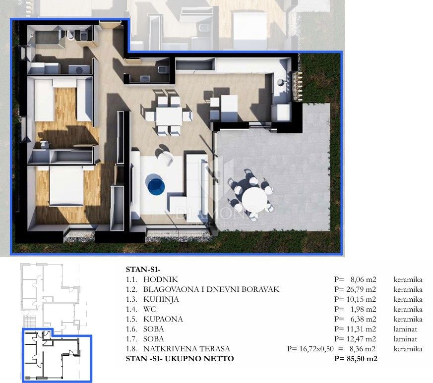 Appartamento Labin, 85,50m2