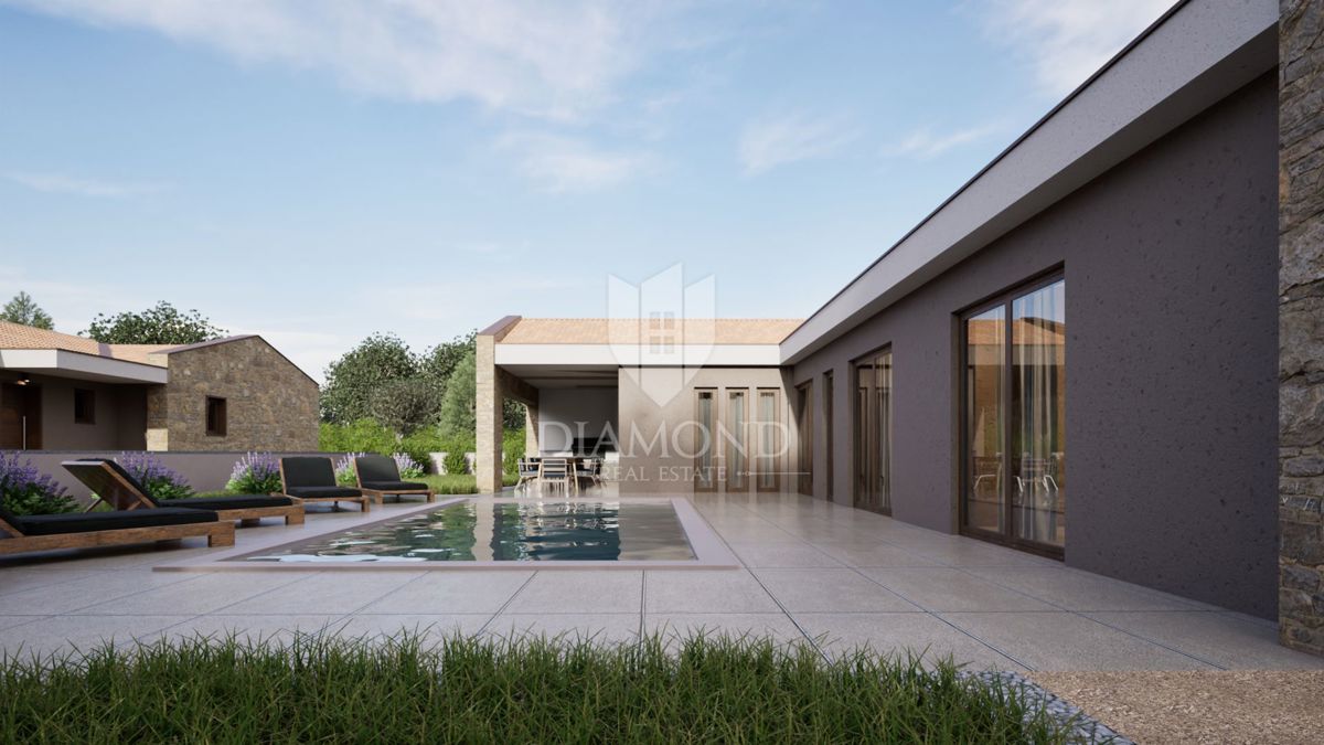 Pace, spazio e design contemporaneo: una casa con 4 bagni vicino a Barban